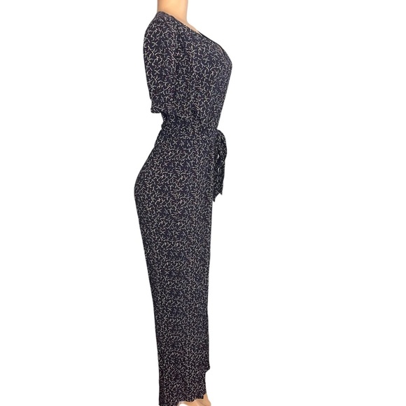 Talbots Floral Print Blue Jumpsuit Short Sleeve - Picture 4 of 11